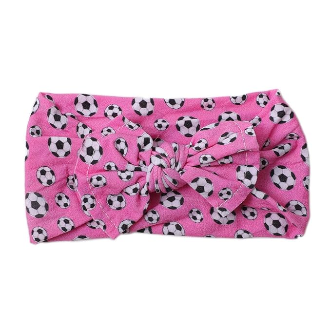 BBTDIN Baby Girls Soccer Headband Turban Infant Football Hairband Bowknot Newborn Soccer Bow Headwarp BTB10 (A3)