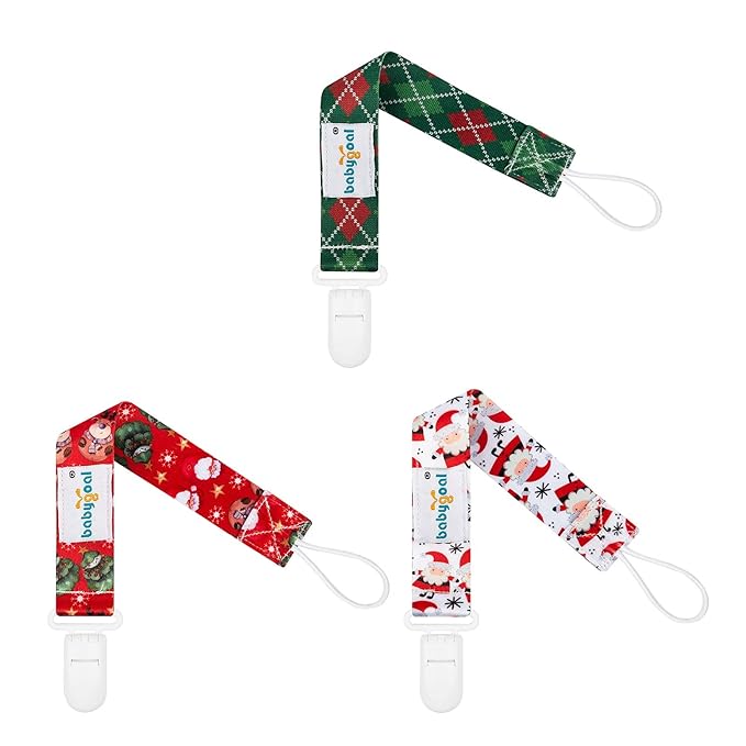 babygoal Christmas Pacifier Clips, 6 Pack Binky Paci Holder and Leash Fits for Most Pacifiers,Binkies and Xmas Gift