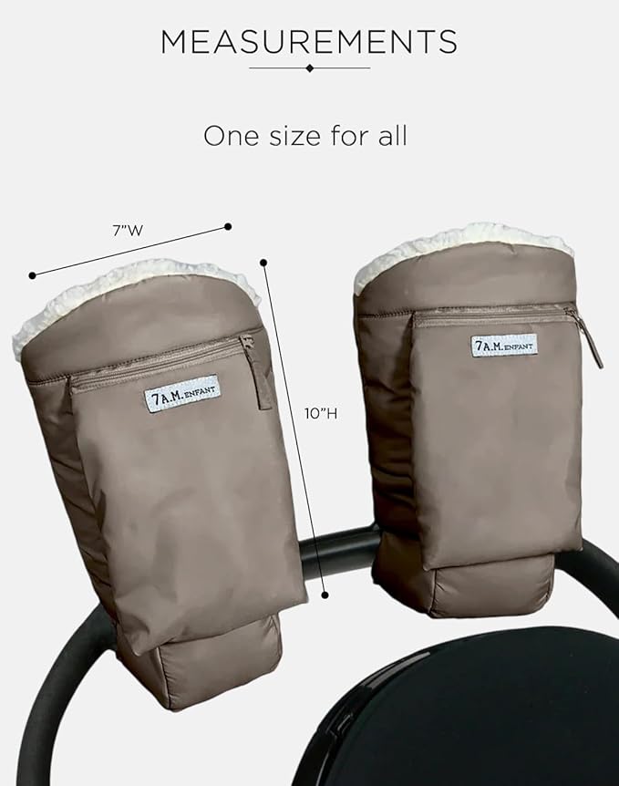 7AM Enfant Stroller Warmmuffs Gloves - Anti-Freeze Stroller Mittens for Handlebars, Water Repellent Hand Warmer Muff for Cold Weather, Plush Lined Stroller Warmmuffs | Winter Stroller Accessories