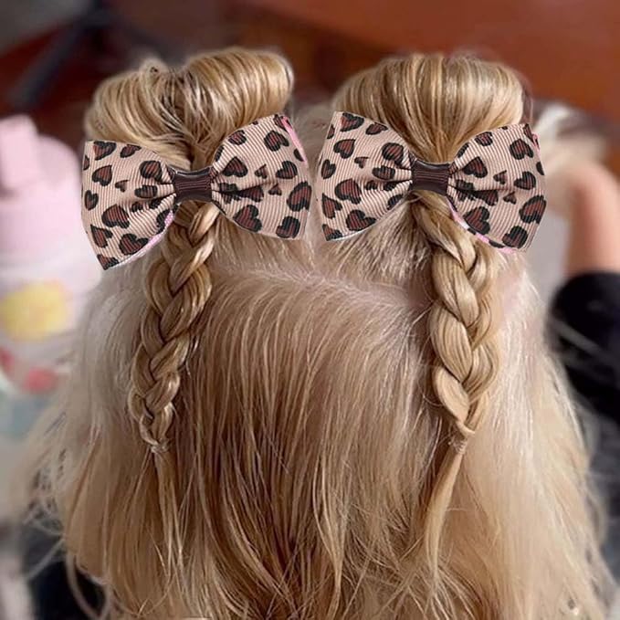 Leopard Hair Bow Clip for Women Girls Baby Leopard Bow Clip Cheetah Print Bowknot Hair Clips Costume Accessories 3 Pack TSFJ76