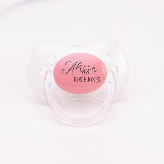Personalized Set of 2 Pacifiers with Name, Personalized Baby Gifts for Girls or Boys. 0-6 Months, 6-18 Months, Your Choice of Color Pink, Blue or White