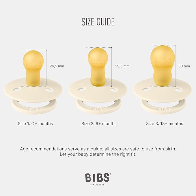 Bibs Pacifiers Color Collection, Set of 2 BPA-Free Latex Pacifiers Made in Europe, Round Nipple Baby Pacifier.