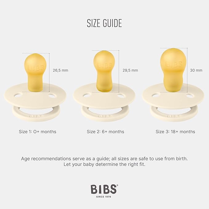 BIBS Colour Soother 4-Pack | BPA Free Dummy Pacifier | Round Nipple | Natural Rubber Latex | Made in Denmark | Size 18-36 Months | Blush Glow Mix