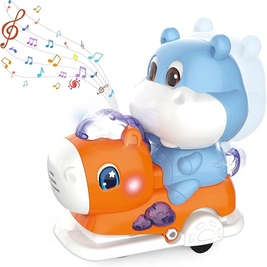 Baby Crawling Walking Toys for Toddlers with Adorable Shape, Musical Car Crawling Developmental Toys with Sounds and Lights, Ideal Gifts for Babies