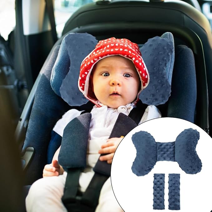 Surakey Adjustable Infants and Baby Neck Head Support, U-Shape Children Travel Pillow Cushion Protective Mats for Car Seat Backrest Dining Chair, Offers Protection Safety for Kids (Pink)