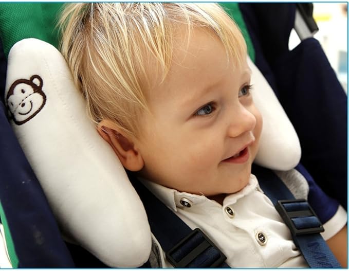 Inchant Adjustable Toddler Headrest & Neck Support, Banana Shape Travel Pillow,Best Headrest for Car Seat,Pushchair, White