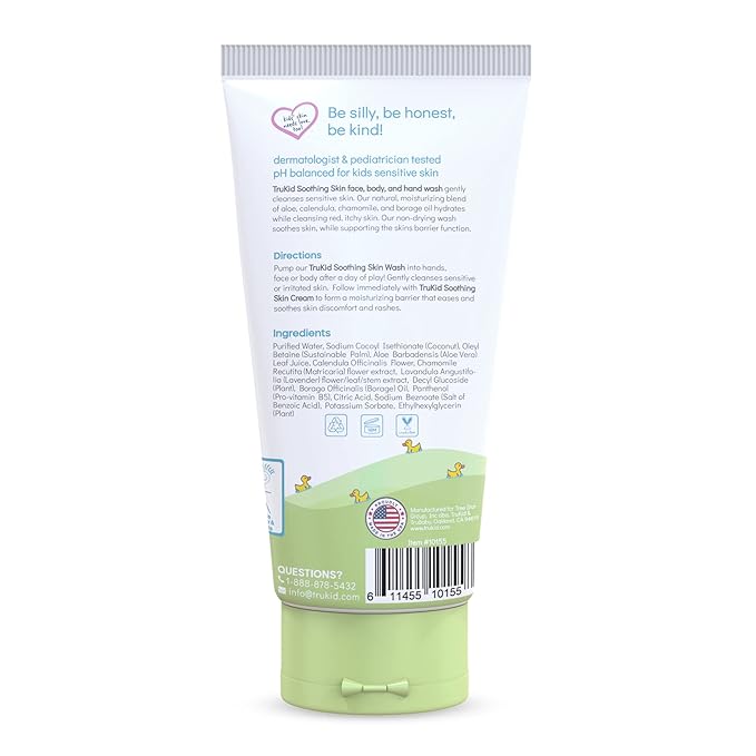 TruKid Kids Body Wash, Unscented Face, Body & Hand Wash for Delicate Skin - NEA-Accepted for Eczema – Dermatologist Tested, Non-Toxic, Tear-Free Baby Bath Essential, 8 fl oz
