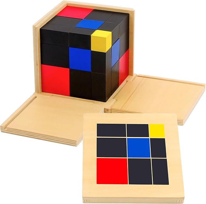 Hidoggy Montessori Trinomial Cube, Sensorial Materials Arithmetic Trinomial Cube Educational Montessori Math Toy for Toddlers with Box