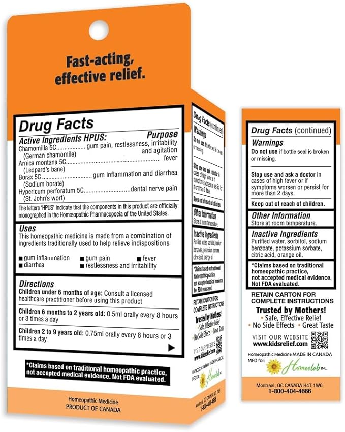 Kids Teething Oral Solution (Orange Flavour) (0.85oz) 25ml
