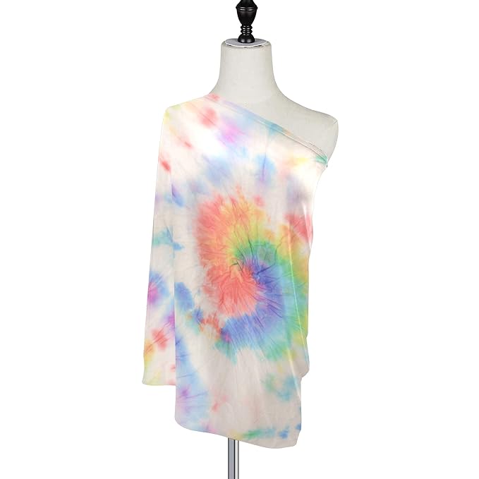 Pastel Tie Dye Circle Pattern Rainbow Swirl Spiral Stripe Stretchy Baby Car Seat Cover Infant Canopy Nursing Covers Breastfeeding Cover Breathable Windproof Winter Scarf for Boys Girls