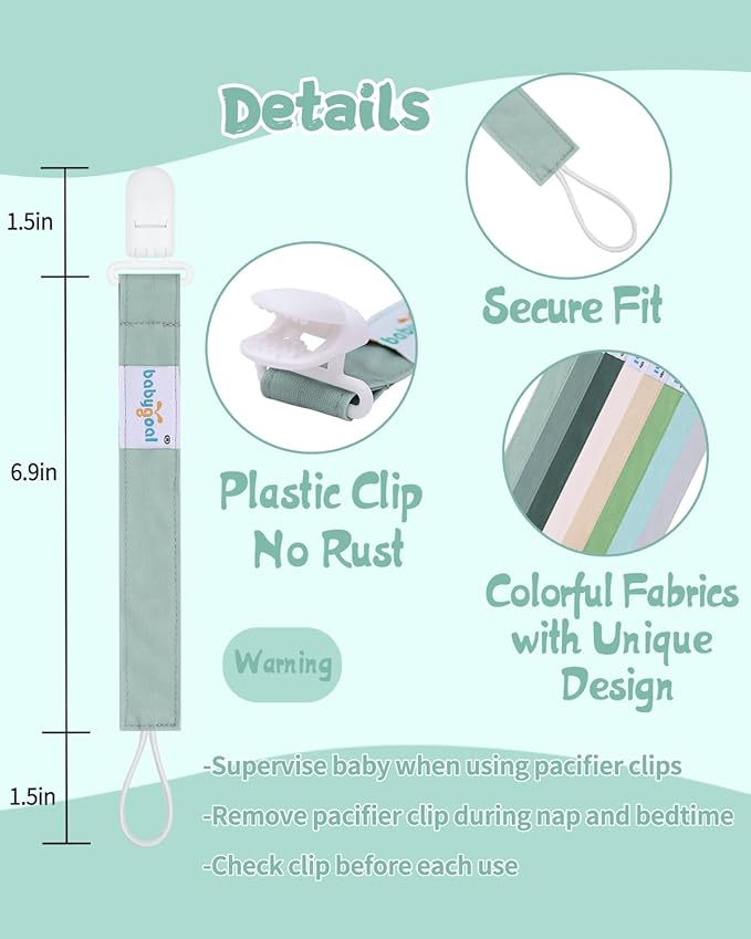 babygoal Baby Pacifier Clips 8 Pack, Pacifier Holder Clip Fits for Most Pacifier and Binkies-Neutral Color