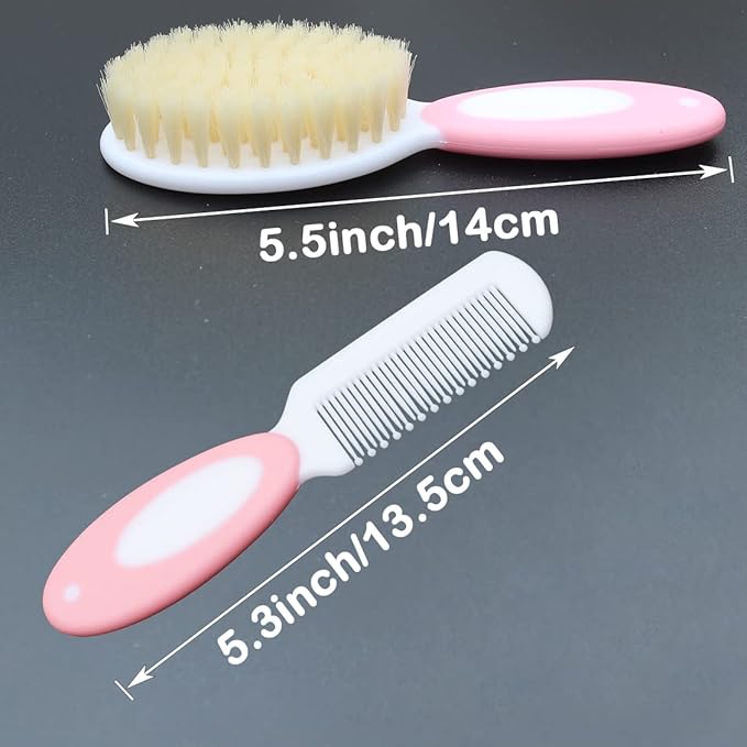 Baby Hair Brush and Comb Set, Baby Brush with Soft Natural Bristles