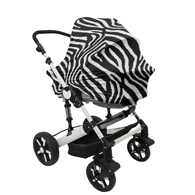 Forchrinse Zebra Stripes Baby Car Seat Canopy for Boys Girls-Soft Nursing Breastfeeding Cover Multi-use Stroller Cover Washable