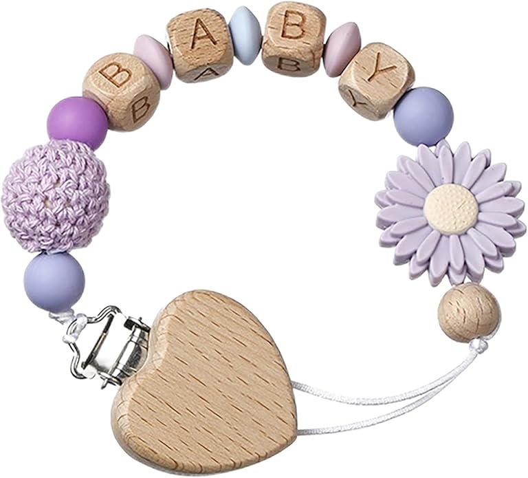 Pacifier Clips Baby Gift,Personalized Pacifier Clip With Name,Custom Silicone For Baby Lovely Daisy Color Diversity