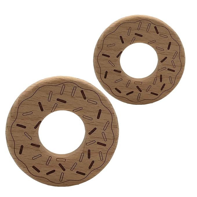 Organic Wooden Donuts Natural Handmade Unfinished Beech Wooden Animal Shape Pattern DIY Home Decoration Crafts Accessory (Donuts)