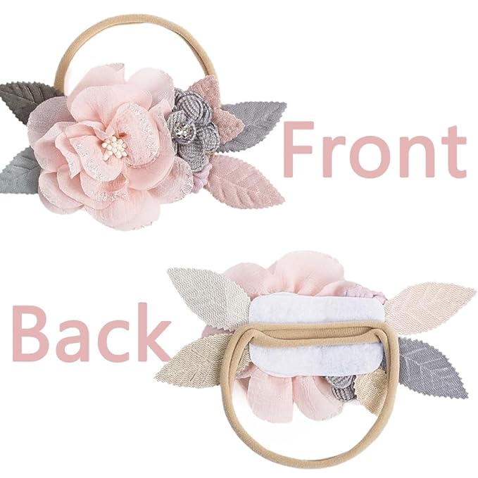3PCS Baby Girl Flower Headbands Set Elastic Bow Hair Band Handmade Bow For Newborn Infant Toddler Pack