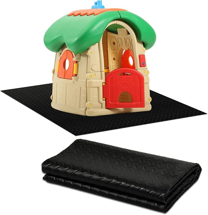 Outdoor Playhouse Mat, 51'' x 47'' PVC Outdoor Playhouse Activity Rug with Non-Slip Texture Protective Outside Game House Play Mat Home Floor Play House Pad Rug
