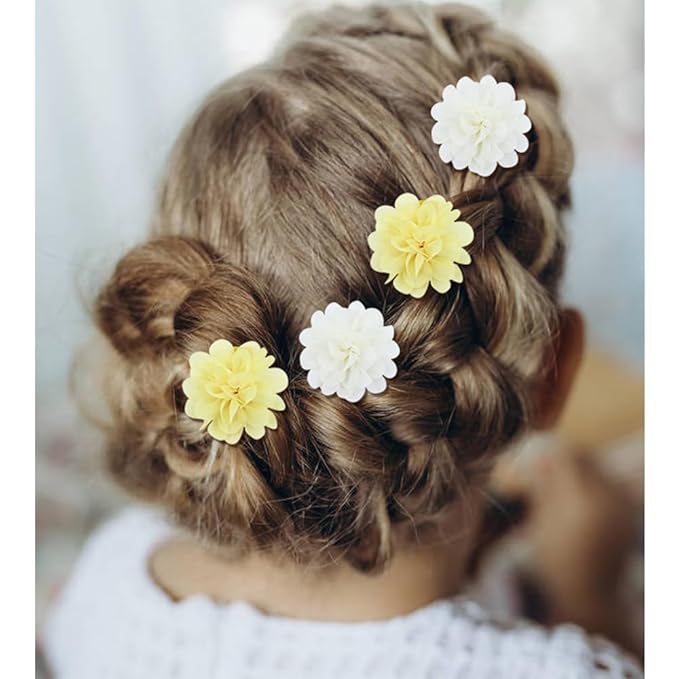 Cinaci 40 Pieces 5cm/2" Solid Chiffon Flower Hair Clips Barrettes Non Slip Floral Hair Pins Accessories for Baby Girls Toddlers Kids Teens