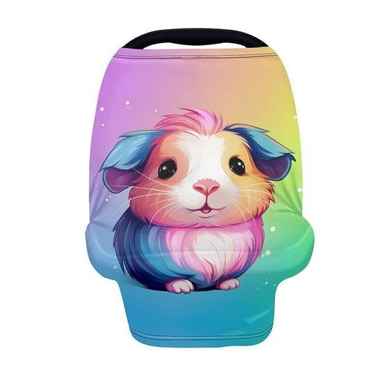 HUIACONG Guinea Pig Baby Car Seat Covers Rainbow Gradient Infant Stroller Canopy for Girls Babies Car Seat Protector for Travel Daily Nursing Covers