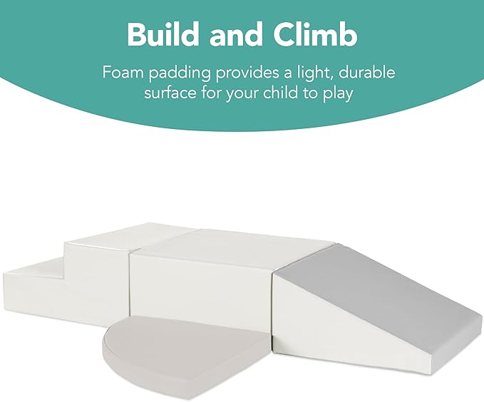 Best Choice Products Soft Foam Climbing Blocks for Toddlers, 4-Piece Baby Play Set, Easy-Clean Vinyl Foam Shapes, Safe Certified Materials, Early Learning Motor Skill Development Toy - Neutral