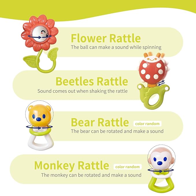 3 in 1 Baby Activity Gym Center, Tummy Time Play Mat, Baby Rattles Set with Storage Case, Teething Toys for Babies, Newborn Christmas Gift for Baby Infant Boys and Girls 0 1 2 3 4 5 6 7 8 9 1