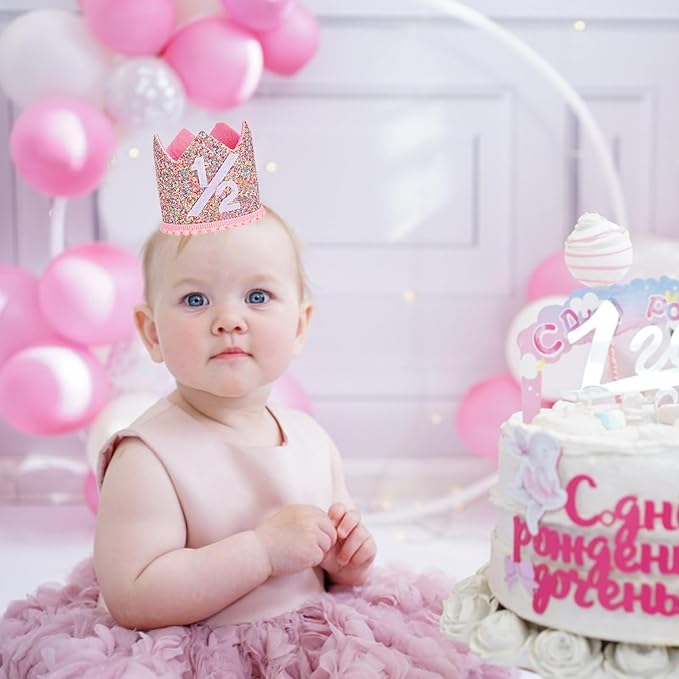 Boy Girl Birthday Crown, Prince Princess Birthday Hat Headband Tiara Crown Cake Photo Prop Party Decorations