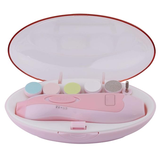 Safe Baby Electric Nail Clipper,6 In 1 Baby Nail File Kit, Baby Essential Nail Care Kit,Electric Baby Nail Trimmer, Baby Nail File Kit, for Newborn Infant Toddler(Pink)