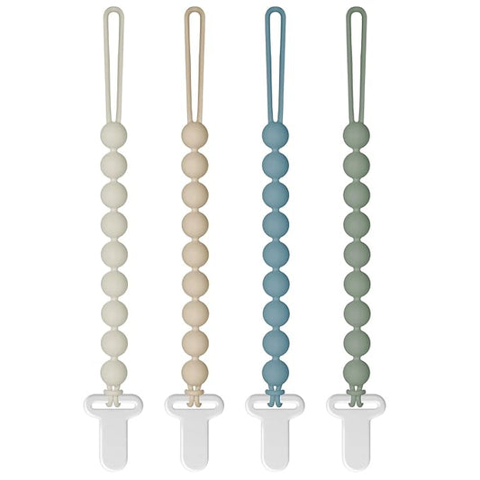 Pacifier Clips Silicone, 4-Pack Pacifier Holder Clip with Stylish Round Design, 100% Food Grade Silicone, Safe Essentials for Newborns Baby Boys and Girls