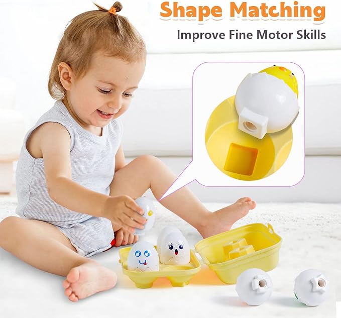 SYHLN Matching Easter Eggs Toys for 1-3 Year Old Girl Boy, Educational Montessori Toys for Toddlers 1-3 Year Old, Learning Baby Toys 12-18 Months, One First Birthday Gifts Age 1-2