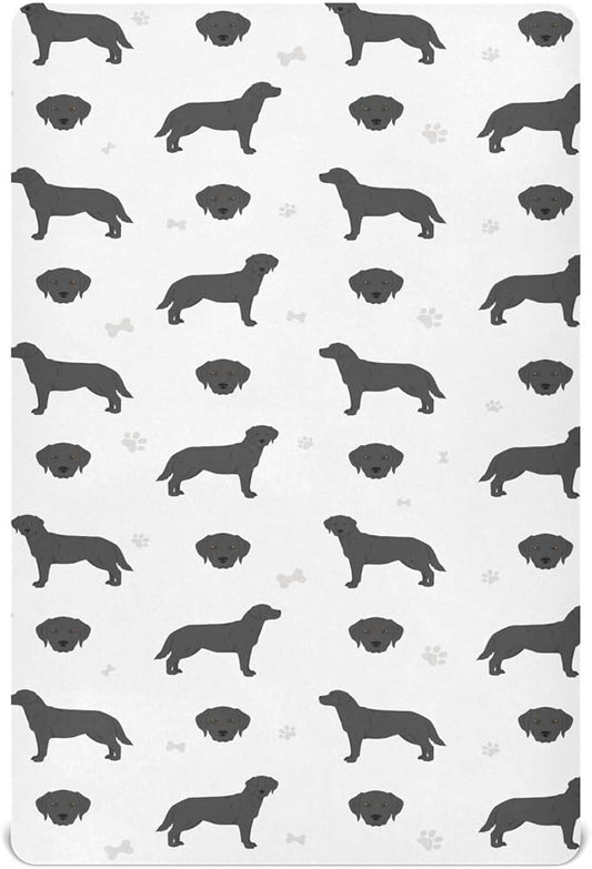 Fitted Crib Sheets Labrador Retriever Dogs Stretchy Portable Playard Sheets for Baby Toddler, Breathable Soft Mini Crib Mattress 52 x 28 in for Boys and Girls