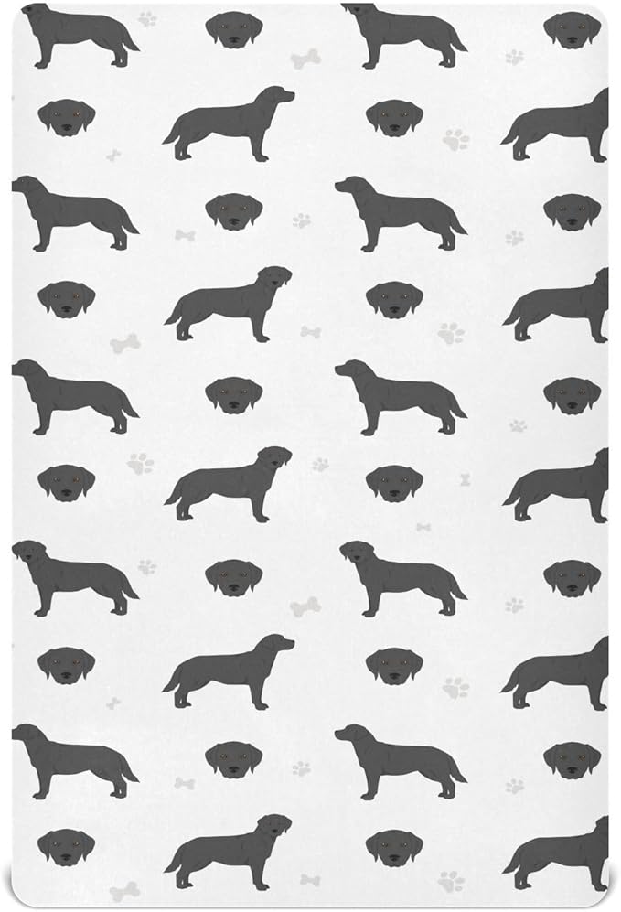 Fitted Crib Sheets Labrador Retriever Dogs Stretchy Portable Playard Sheets for Baby Toddler, Breathable Soft Mini Crib Mattress 39 x 27 in for Boys and Girls