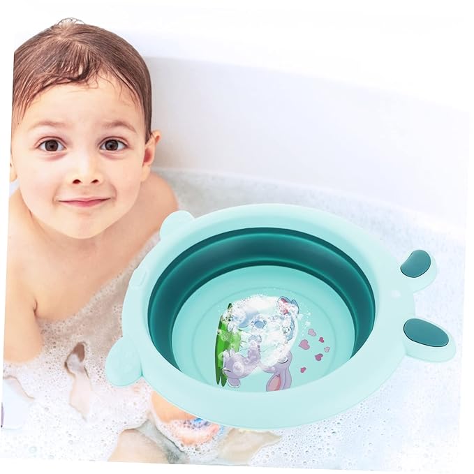 Little Rabbit Portable Baby Wash Basin Foldable Foot Bath Tub for Toddler Face Hands Feet Washing Travel Use Lightweight Safe 13.38X12.20X3.93 Inches