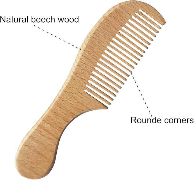 Baby Hair Brush with Wooden Handle and Comb Set for Newborns & Toddlers | Natural Soft Goat Bristles l Wood Comb l Rose Red Cradle Cap Brush | Ideal for Cradle Cap (3 Piece)
