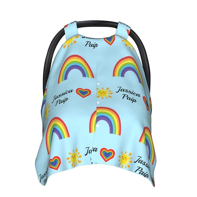 Personalized Baby Name Car Seat Covers for Girls,Nursing Custom Carseat Canopy for Babies Boy Winter Breastfeeding Cover Car Seat Canopies for Newborn Infant Toddler
