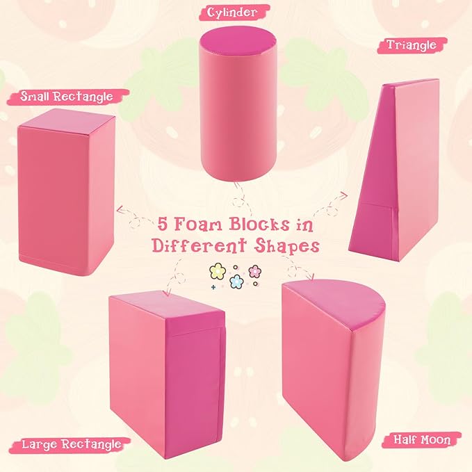 Costzon 5 Pieces Climbing Toys for Toddlers, Soft Foam Block Play Structures Infants Climbers for Child Development, Waterproof Kids Climbing Toys Indoor for Preschool Baby