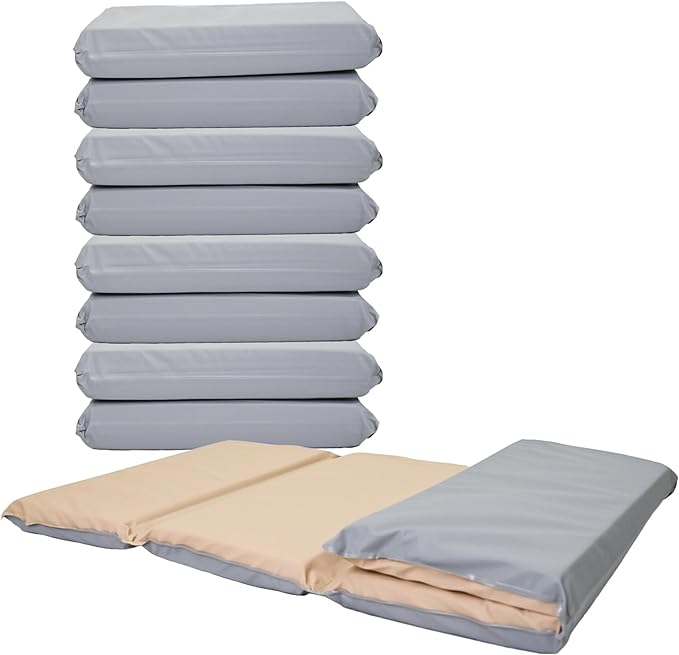 Children's Factory Nap Mats, 2 inch Thick Toddler Sleeping Mats for Preschools and Daycares, Comfortable and Soft 4 Section Folding Nap Pad