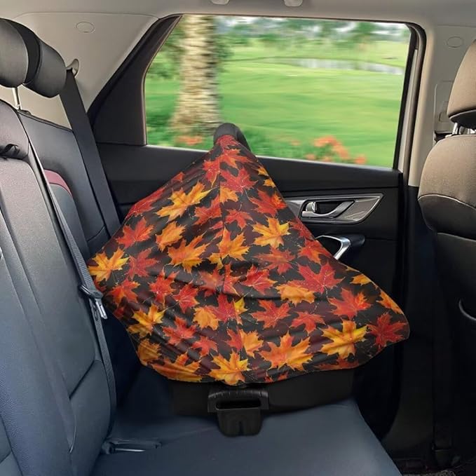 Coldinair Fall Leaves Multifunctional Nursing Cover Multi Use Cover for Baby Floral Car Seat Canopy Shopping Cart Cover,Stroller Cover