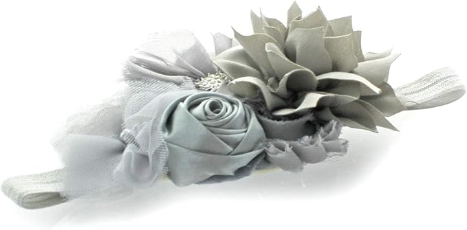 My Lello Shabby Fabric Flower Cluster Headbands Baby - Girls - Toddler Stretchy Elastic