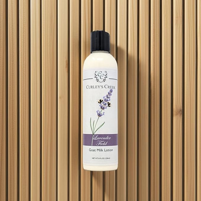Curley's Creek Goat Milk Lotion | Handmade Natural Skincare | 4 ounce & 8 ounce 8 ounce, Lavender Field (lavender)