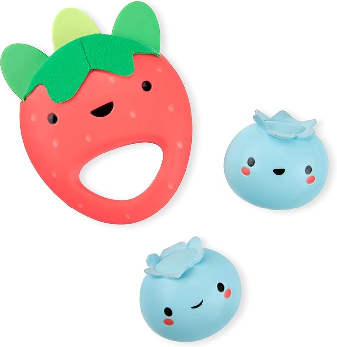 Skip Hop Baby Musical DJ Set with Lights, Songs, and Soft Textures - Farmstand Let The Beet Drop DJ Set and Strawberry Tambourine with Blueberry Shakers Baby Band