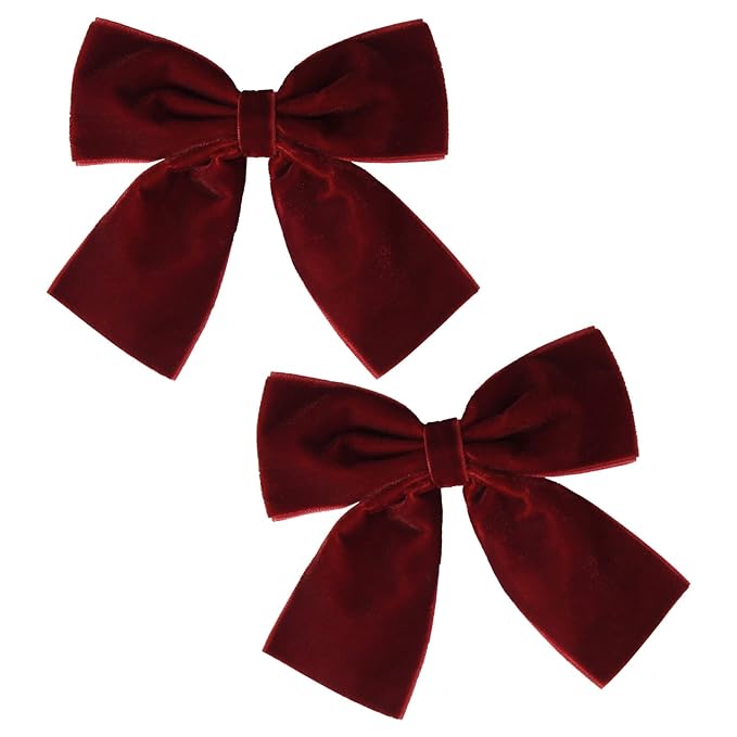 2PCS Velvet Hair Bows Red Hair Ribbon Clips 4" Big Fall Alligator Clips Hair Accessories for Women Girls Toddlers Kids Baby