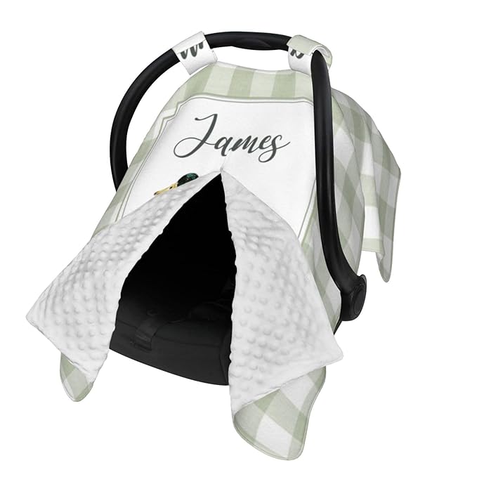 Personalized Baby Car Seat Canopy for Babies, Custom Name Wild Ducks Car Seat Covers for Baby Boys Girls, Opening Minky Nursing Breastfeeding Cover for Infant, Carseat Canopies for Newborn