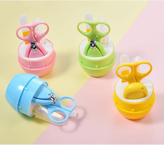 SONARIN Transparent Lid Baby Nail Kit,4-in-1 Baby Grooming Kit,with Baby Nail Clippers,Scissor,Nail File&Tweezer,Baby Nail Care Kit for Newborn,Infant or Toddler(Yellow)