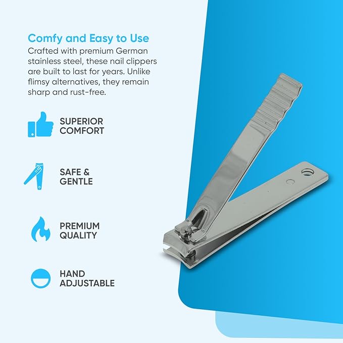 YNR® Luxury Ergonomic Nail Clippers Stainless Steel for Infant/Newborn from Birth - Baby Nail Nipper Clippers Set Manicure Grooming Safety (Silver)