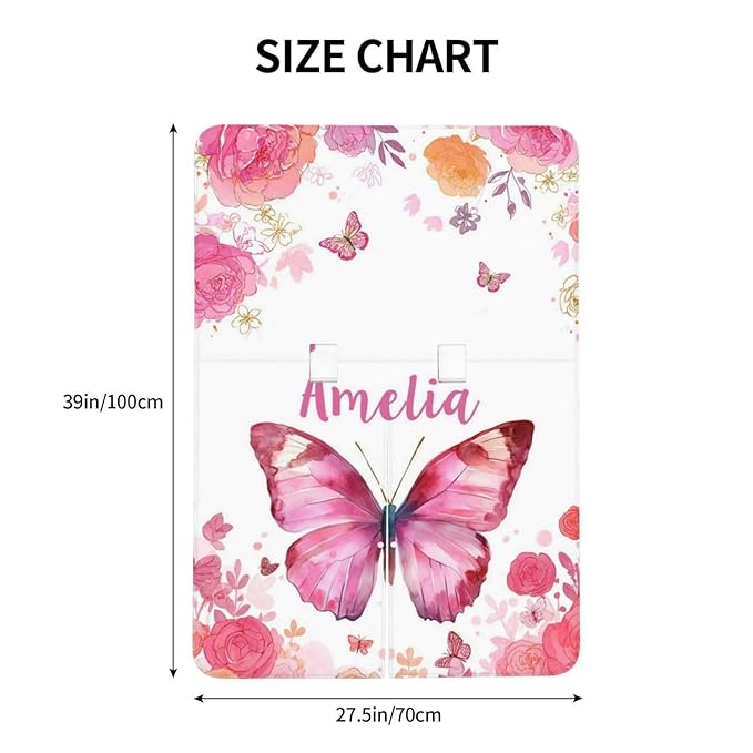 Personalised Butterfly Baby Car Seat Cover for Girls, Customized Carseat Covers with Name for Infant, Windproof Sun Protection Baby Carseat Canopy, Multi-use Nursing Breastfeeding Covers