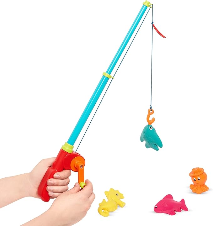 B. toys – Little Fisher's Kit – Magnetic Fishing Adventure Set with Dual Rods, Eight Colorful Aquatic Figures – Ideal Bath Time, Pool Activity Promoting Coordination – 3+ Years