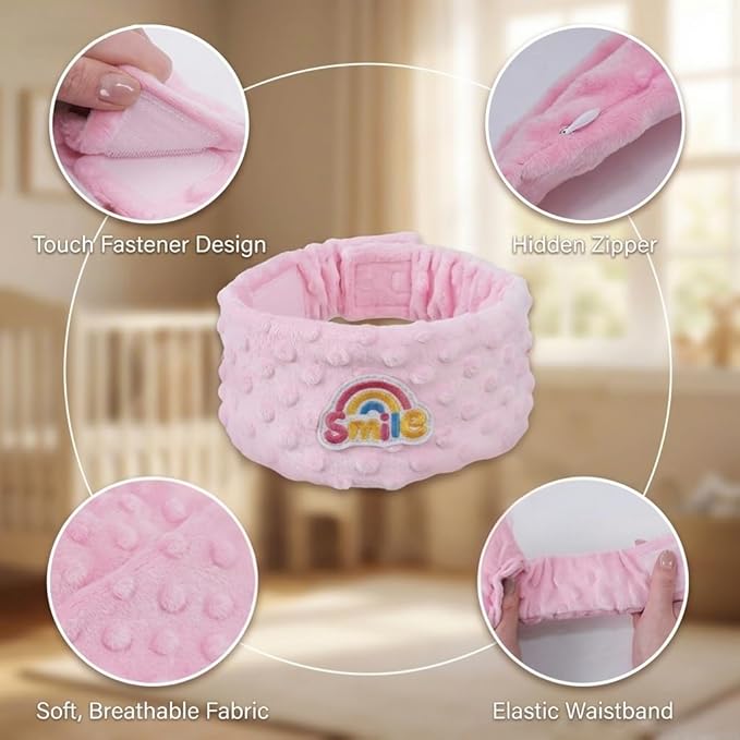 Colic and Gas Relief for Newborns and Infants, Flaxseed Heated Tummy Wrap, Microwaveable Baby Swaddling Belt with Warmth, Natural Relief for Upset Stomach in Babies and Toddlers(Pink)