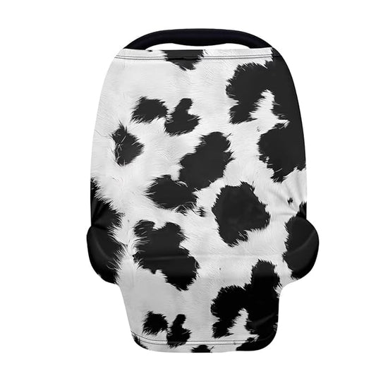 Forchrinse Black and White Cow Print Nursing Cover Breastfeeding Scarf Soft Car Seat Cover for Babies Girls Infant Carseat Multi-Use Cover