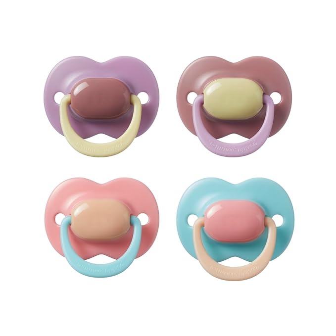 Tommee Tippee Ultimate Fit Pacifiers, 18-36 Months, Extra Air Holes, Symmetrical Nipple and Shield, 100% BPA Free Silicone, Dishwasher and Sterilizer Safe, Pink and Purple, Pack of 4