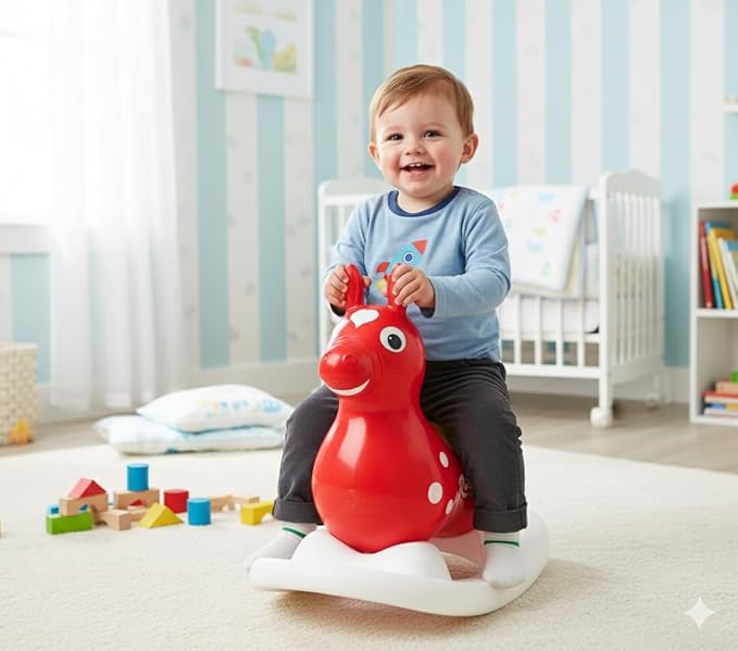 Gymnic Rody with Rocking Base and Saddle (Red Rody & Rocking Base with Saddle)
